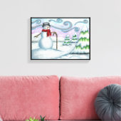 Happy Snowman Winter Wonderland Wrapped Canvas Afdruk (Insitu (Woonkamer))