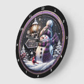 Happy Snowman Wonderland" - Feestelijke Kerstmuur Grote Klok (Hoek)