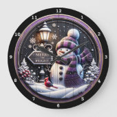 Happy Snowman Wonderland" - Feestelijke Kerstmuur Grote Klok (Voorkant)