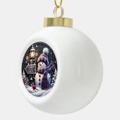 Happy Snowman Wonderland" - Feestelijke Kerstmuur Keramische Bal Ornament (Rechts)
