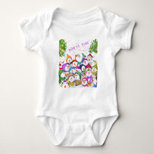 Happy Snowmans Christmas Baby Bodysuit (Voorkant)