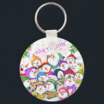 Happy Snowmans Christmas Sleutelhanger Aangepaste<br><div class="desc">Kerst Sleutelhangers met Happy Snowmans Kerstfeest Grappig Tekenen Sneeuwman Sleutelhanger en Tekst - - of Kies / Voeg Uw Unieke Tekst / Lettertype / Kleur - Maak Uw Speciale Gift - Vergroot en verplaats of verwijder en voeg elementen / afbeelding met Maatwerk tool ! - Tekenen en ontwerpen door MIGNED....</div>