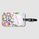 Happy Snowmans Kerst Bagagelabel (Voorkant (horizontaal))