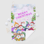 Happy Snowmans Kerst Golf Handdoek (Insitu)