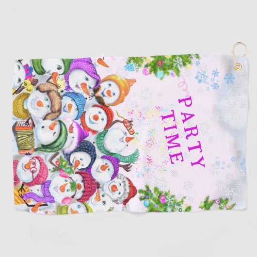 Happy Snowmans Kerst Golf Handdoek (Horizontaal)
