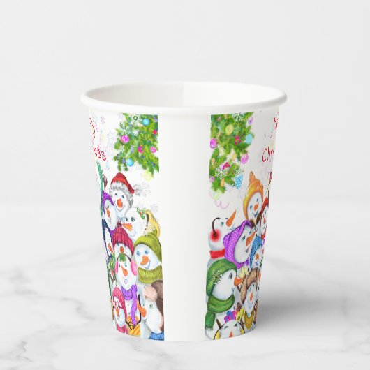 Happy Snowmans Kerst Papieren Bekers (Links)