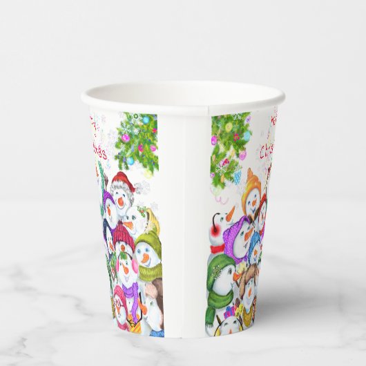 Happy Snowmans Kerst Papieren Bekers (Rechts)