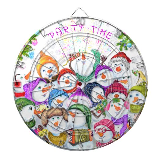 Happy Snowmans Kerstdartbord Dartbord (Voorkant)