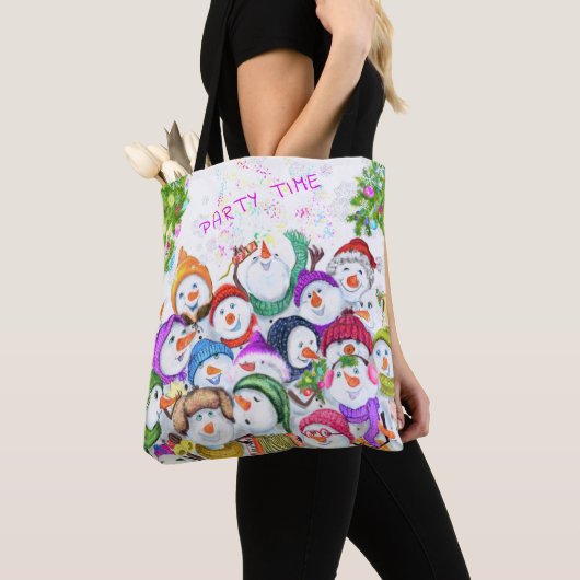 Happy Snowmans Kerstfeest Canvas tas Gift (Dichtbij)