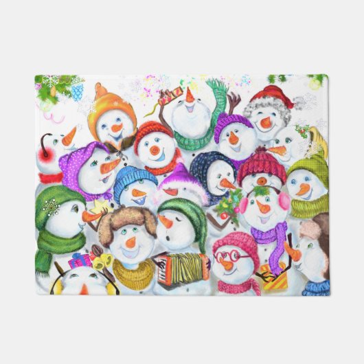 Happy Snowmans kerstfeest Funny Doormat Deurmat (Voorkant)
