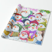 Happy Snowmans kerstinpakpapier Cadeaupapier (Uitgerold)