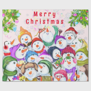 Happy Snowmans kerstinpakpapier Cadeaupapier