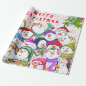 Happy Snowmans kerstinpakpapier Cadeaupapier (Uitgerold)