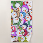 Happy Snowmans Kerststrandlaken Strandlaken (Voorkant)