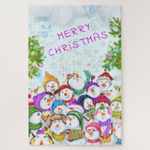 Happy Snowmans Merry Kerstfeestdag Legpuzzel