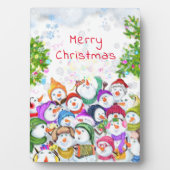 Happy Snowmans Merry kerstparty Funny Drawing Fotoplaat (voorkant)