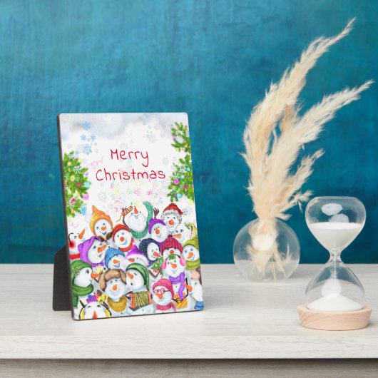 Happy Snowmans Merry kerstparty Funny Drawing Fotoplaat (Zijkant)
