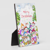 Happy Snowmans Merry kerstparty Funny Drawing Fotoplaat (Zijkant)