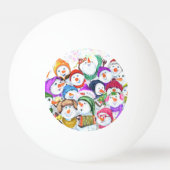 Happy Snowmans Merry kerstparty Funny Drawing Pingpongbal (Voorkant)