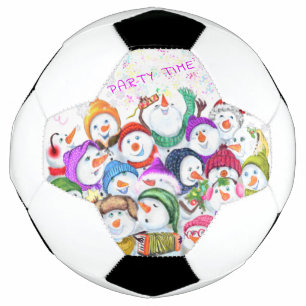 Happy Snowmans Merry kerstparty Funny Drawing Voetbal