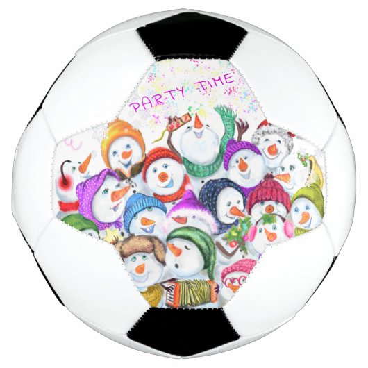 Happy Snowmans Merry kerstparty Funny Drawing Voetbal (Voorkant)