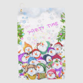 Happy Snowmans Merry Kerstparty Golf Towel Golfhanddoek (Voorkant)