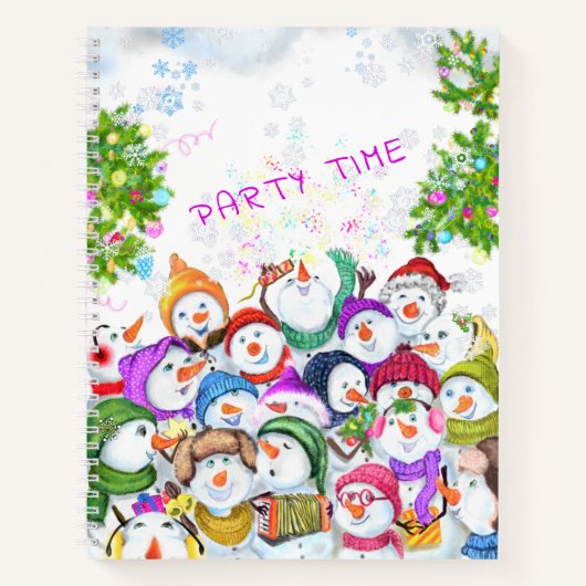Happy Snowmans Merry kerstparty Notitieboek (Voorkant)