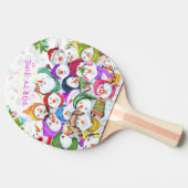 Happy Snowmans Merry Kerstping Pong Paddle Tafeltennisbatje (Zijkant)