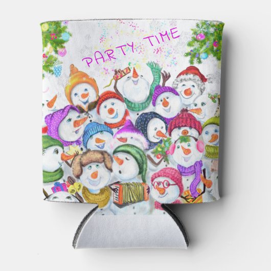 Happy Snowmans Party Kerst Koelbox Blikjeskoeler (Voorkant)