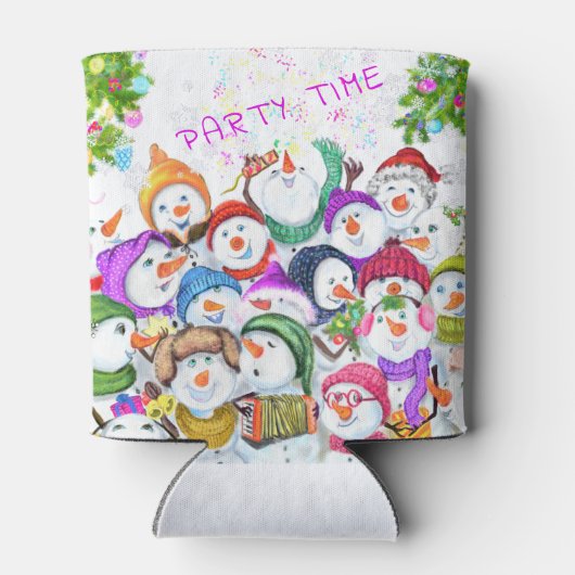 Happy Snowmans Party Kerst Koelbox Blikjeskoeler (Achterkant)