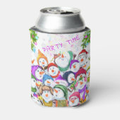 Happy Snowmans Party Kerst Koelbox Blikjeskoeler (Blikje Achterkant)