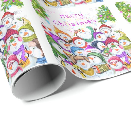 Happy Snowmans Party kerstinpakpapier Cadeaupapier (Rol Hoek)