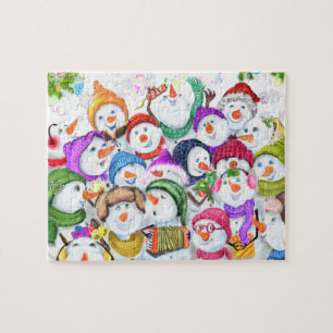 Happy Snowmans - prettige kerstfeestdag Legpuzzel