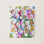Happy Snowmans - prettige kerstfeestdag Legpuzzel (Verticaal)