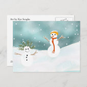 Happy Snowmen Briefkaart (Voorkant / Achterkant)