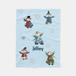 Happy Snowmen Custom Fleece Blanket Deken