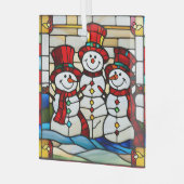 Happy Snowmen Glas Ornament (Voorkant links)