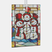 Happy Snowmen Glas Ornament (Voorkant Rechts)