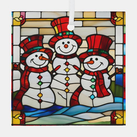 Happy Snowmen Glas Ornament (Achterkant)