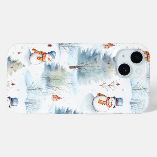 Happy Snowmen Pattern Case-Mate iPhone Case (Achterkant (horizontaal))