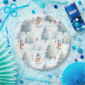 Happy Snowmen Pattern Papieren Bordje (Feest)