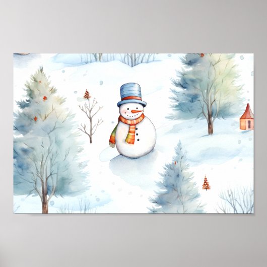 Happy Snowmen Pattern Poster (Voorkant)