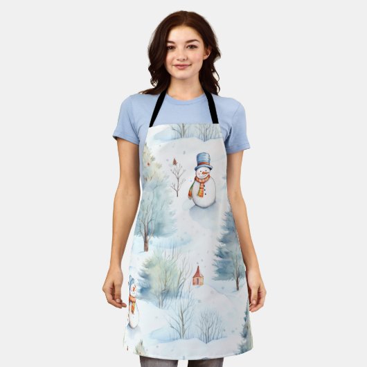 Happy Snowmen Pattern Schort (Gedragen)