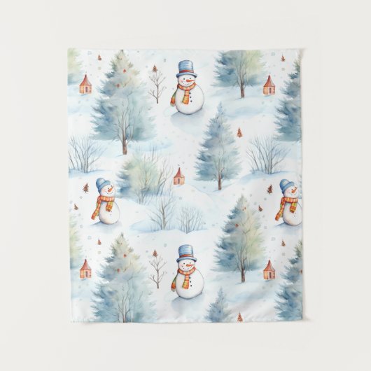 Happy Snowmen Pattern Wandkleed (Voorkant)