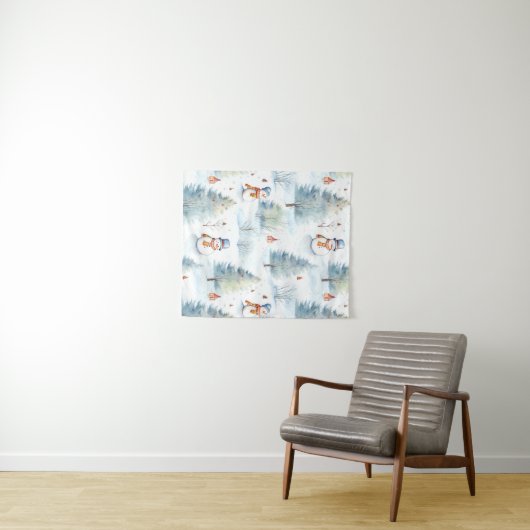 Happy Snowmen Pattern Wandkleed (In Situ (horizontaal))