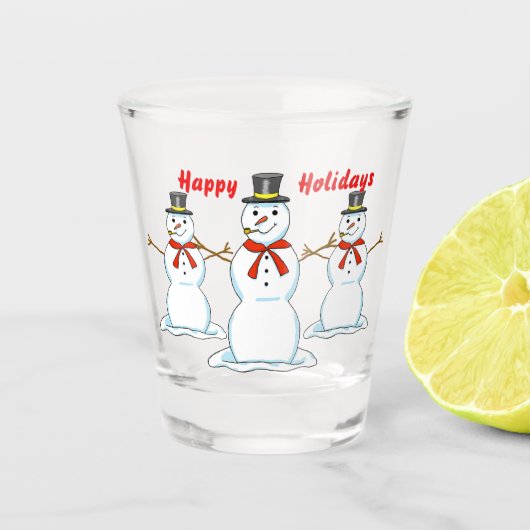 Happy Snowmen schoot glas (Voorkant)