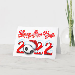 Happy Snowy nieuwjaar 2022 Football Voetbal  Feestdagen Kaart