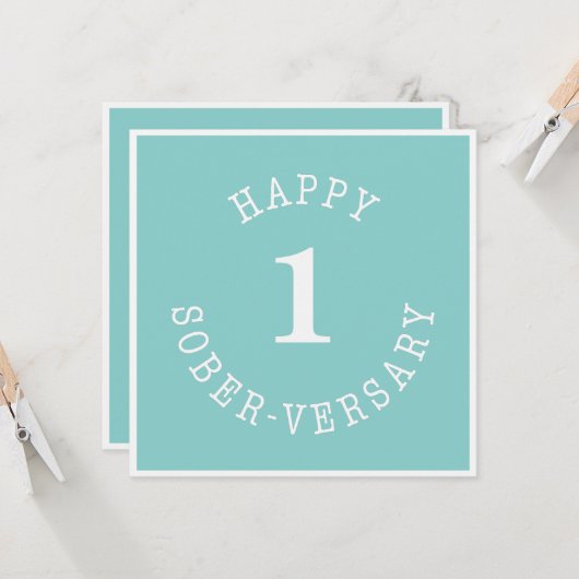 Happy Sober-herdenking Kaart (Voorkant / Achterkant in situ)