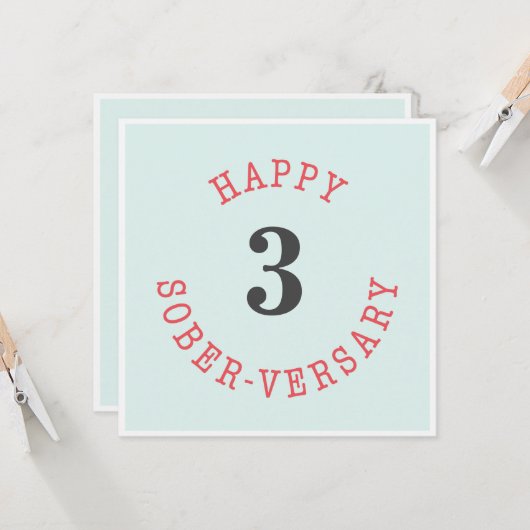 Happy Sober-herdenking Kaart (Voorkant / Achterkant in situ)