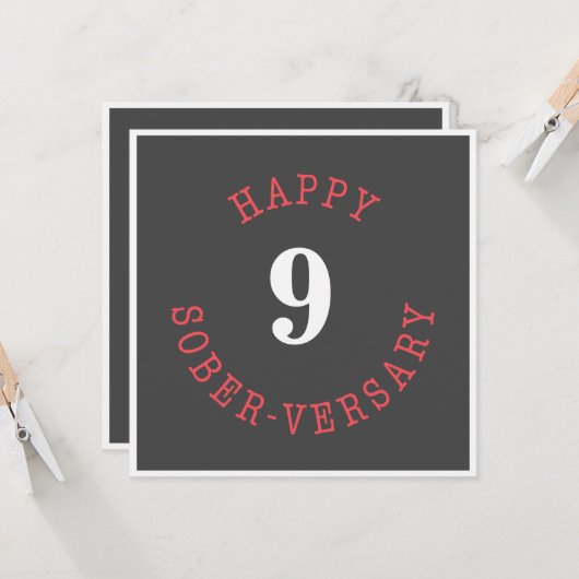 Happy Sober-herdenking Kaart (Voorkant / Achterkant in situ)